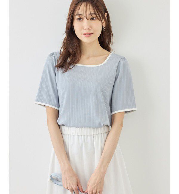 Rope&rsquo;Picnic「前後2WAY配色テレコリボンディテールトップス」|Tシャツ・カットソー|