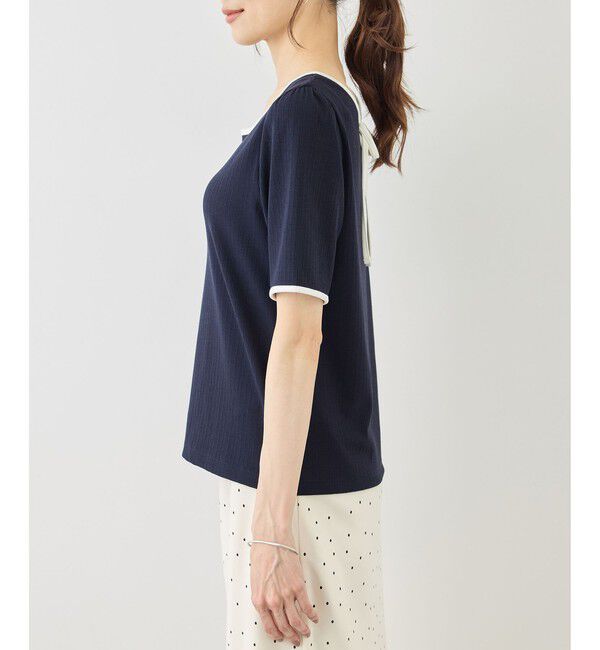 Rope&rsquo;Picnic「前後2WAY配色テレコリボンディテールトップス」|Tシャツ・カットソー|