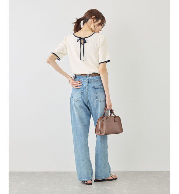 Rope&rsquo;Picnic「前後2WAY配色テレコリボンディテールトップス」|Tシャツ・カットソー|
