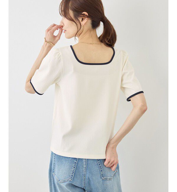 Rope&rsquo;Picnic「前後2WAY配色テレコリボンディテールトップス」|Tシャツ・カットソー|