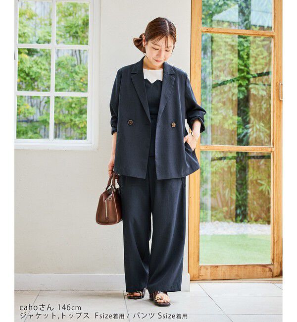 Rope&rsquo;Picnic「【cahoさんコラボ】低身長・小柄さんサイズ エアリーリネンライク ドッキングカットトップス」|Tシャツ・カットソー|