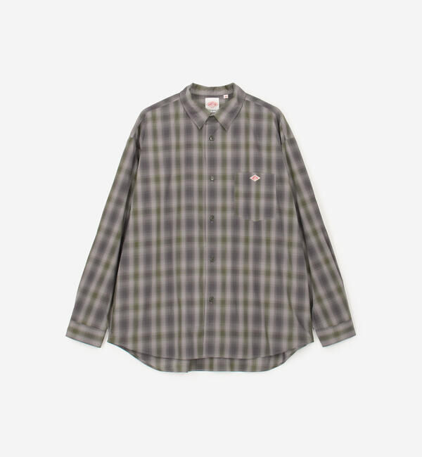 DANTON「DANTON | レギュラーカラー 長袖ワークシャツ MEN」|シャツ・ブラウス|GREY系1