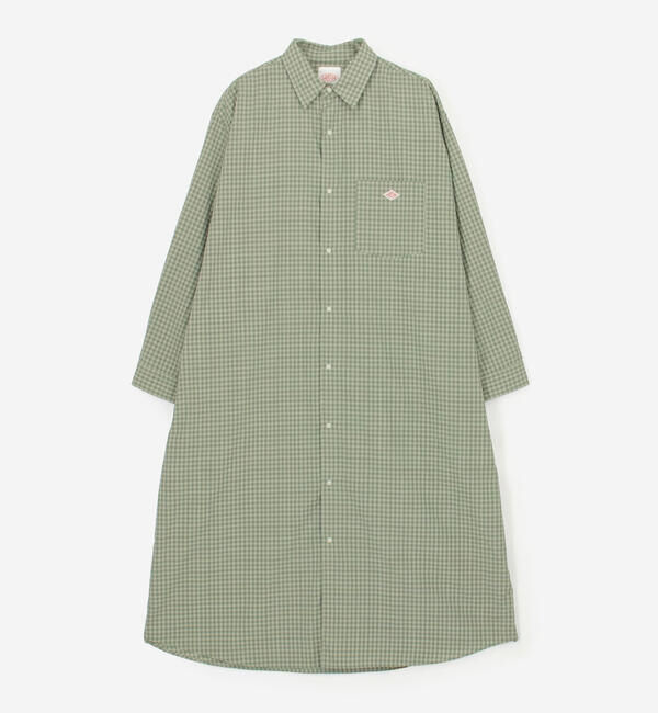DANTON「DANTON | プランサーボタン シャツワンピース PLAID WOMEN」|ワンピース|GREEN系1