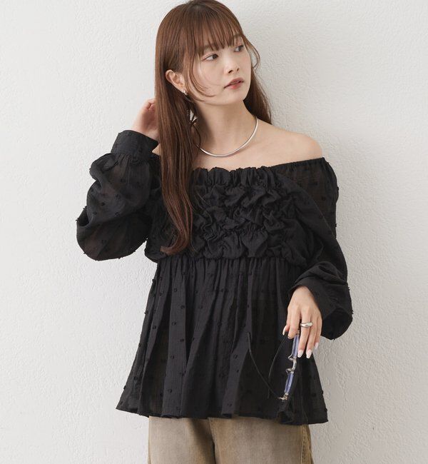  「長袖ふわふわシャーリングチュニック」|シャツ・ブラウス|