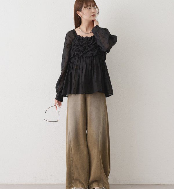  「長袖ふわふわシャーリングチュニック」|シャツ・ブラウス|