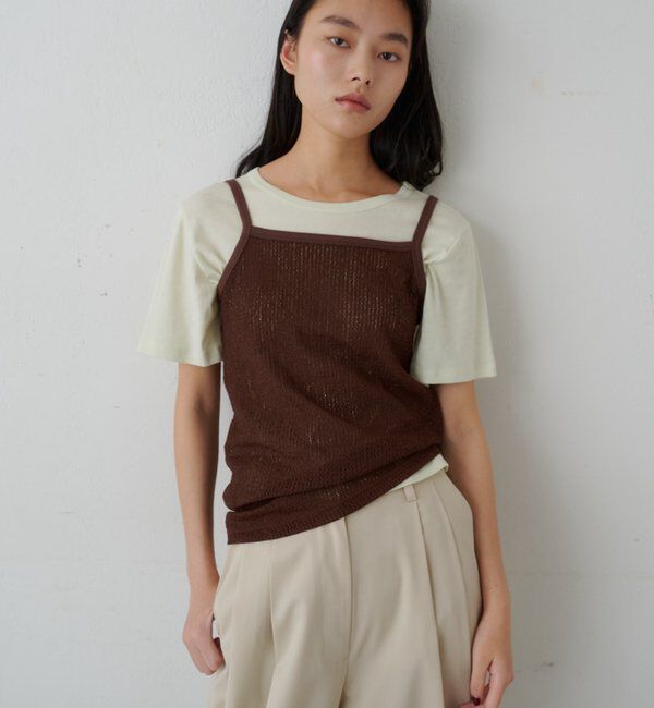  「ドライタッチT＆レースキャミSET」|Tシャツ・カットソー|