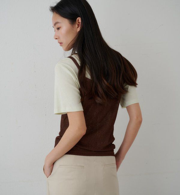  「ドライタッチT＆レースキャミSET」|Tシャツ・カットソー|