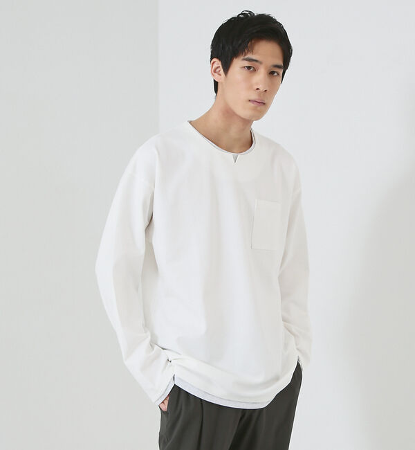 ABAHOUSE「【レイヤード】キーネック ロングスリーブ Tシャツ」|Tシャツ・カットソー|