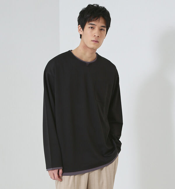 ABAHOUSE「【レイヤード】キーネック ロングスリーブ Tシャツ」|Tシャツ・カットソー|