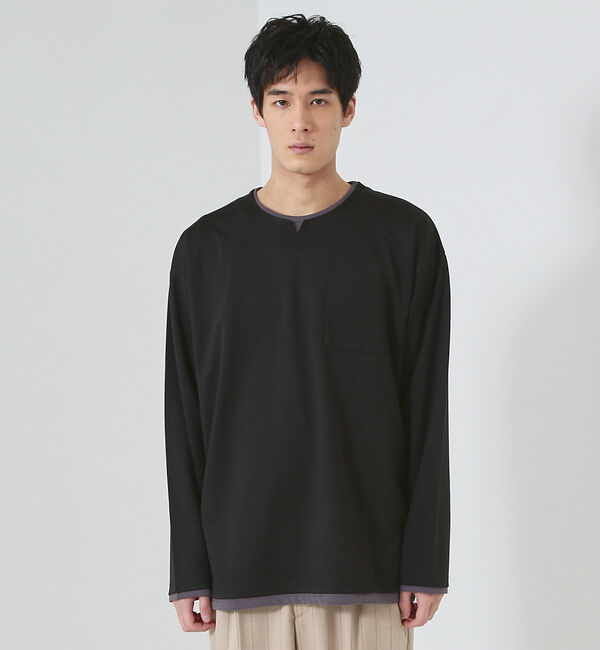 ABAHOUSE「【レイヤード】キーネック ロングスリーブ Tシャツ」|Tシャツ・カットソー|
