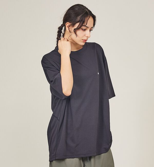 ABAHOUSE「【NANGA/ナンガ 】DRY MIX PIVOT SLEEVE TEE/ ロゴ」|Tシャツ・カットソー|ブラック