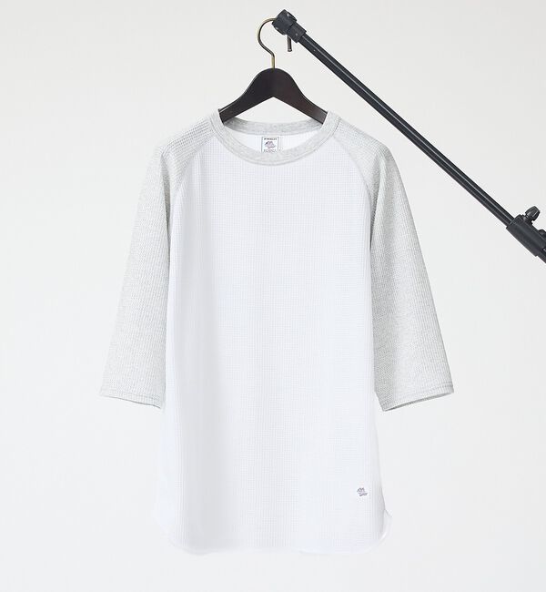 ABAHOUSE「【JEMORGAN /ジェーイーモーガン 】ワッフルラグランスリーブ７分袖Tシャ」|Tシャツ・カットソー|ホワイト系その他1