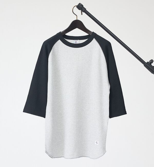 ABAHOUSE「【JEMORGAN /ジェーイーモーガン 】ワッフルラグランスリーブ７分袖Tシャ」|Tシャツ・カットソー|グレー系その他1