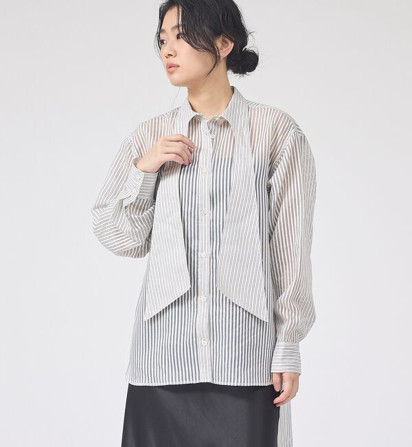 Rouge vif「シアーストライプタイカラーシャツ」|シャツ・ブラウス|