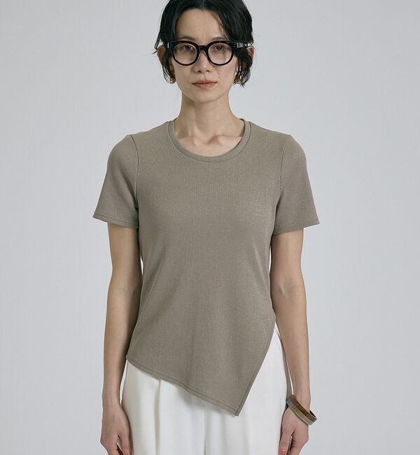 qualite「【大人ラメ&times;スリット】ラメテレコTシャツ」|Tシャツ・カットソー|