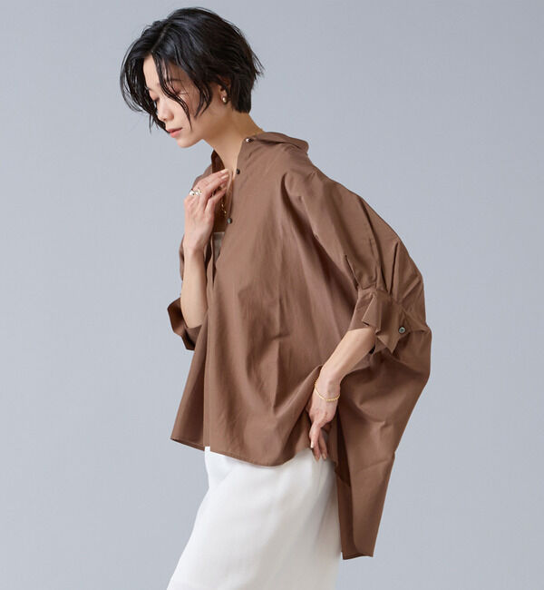 Liesse「オーガニックコットンワイドシャツ」|シャツ・ブラウス|ブラウン