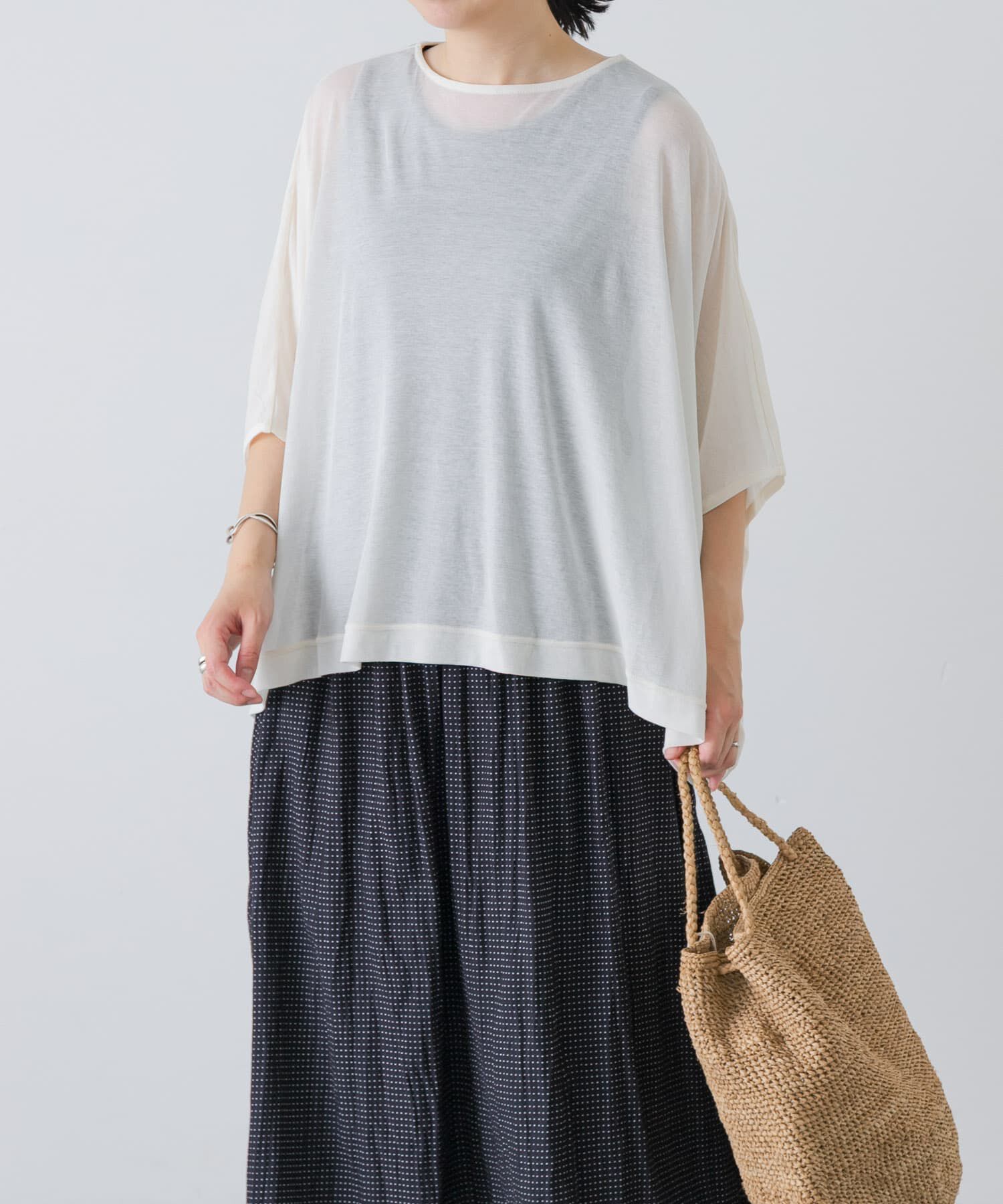 かぐれ「コットンシアーワイドカットソー」|Tシャツ・カットソー|