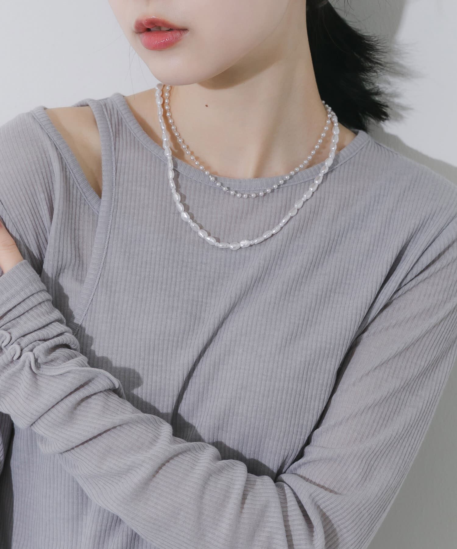SMELLY「イビツパール2セットネックレス」|ネックレス|