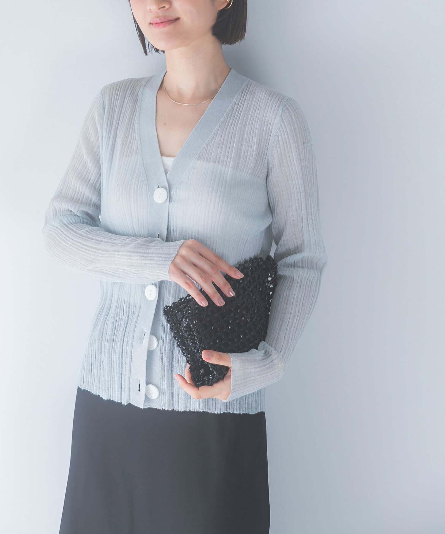 URBAN RESEARCH ROSSO「Torrazzo Donna　COOL TOUCH V-NECK KNIT」|カーディガン|ライトグレー