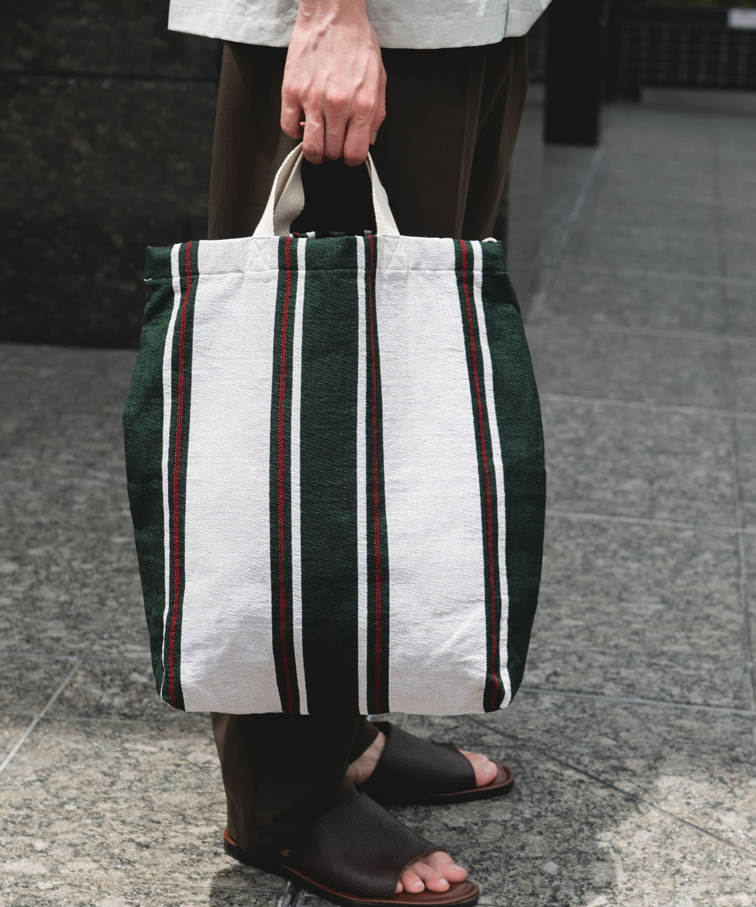 URBAN RESEARCH DOORS「2WAYストライプトートバッグ」|トートバッグ|グリーン