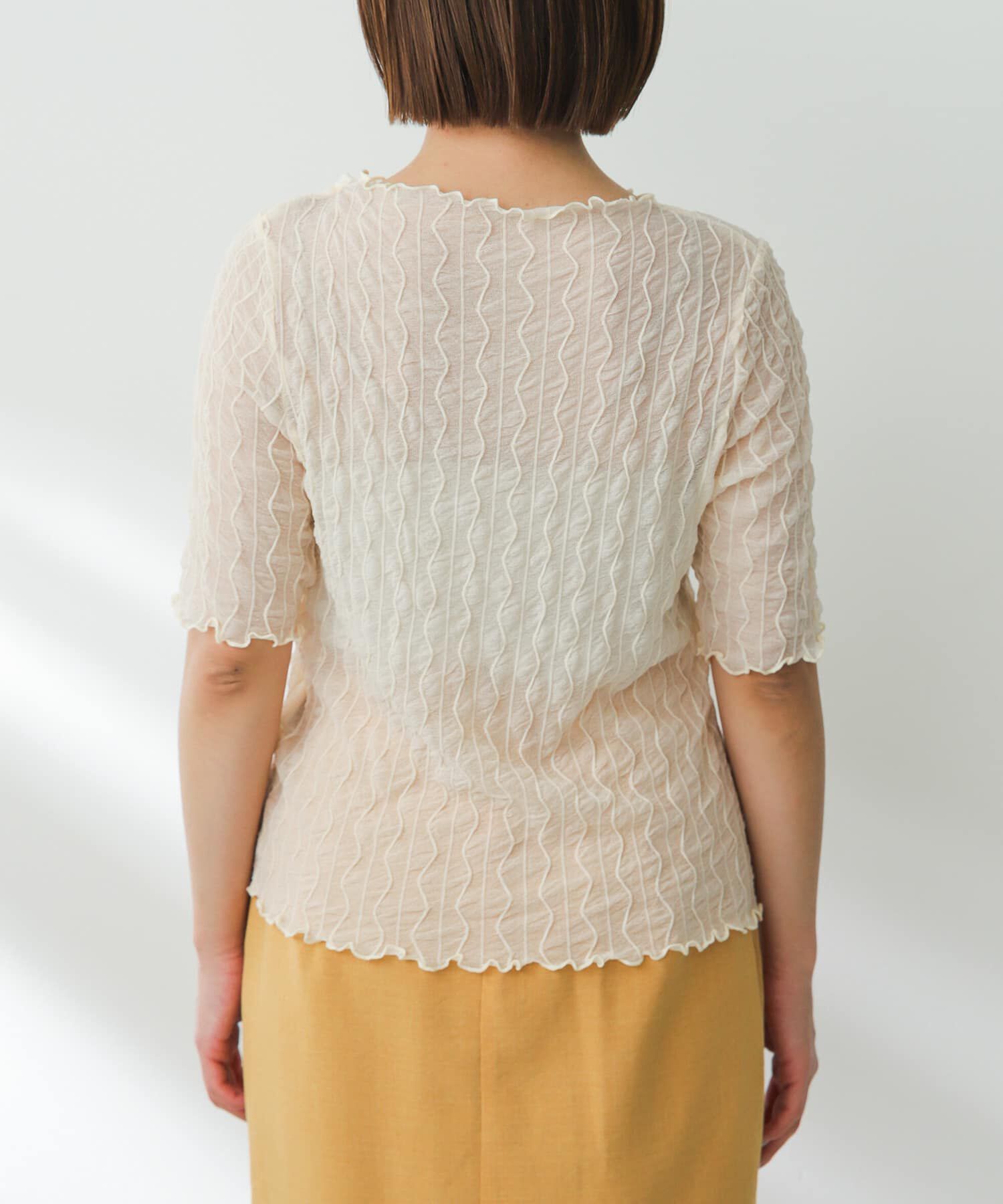 SENSE OF PLACE by URBAN RESEARCH「ウェーブパターンシアートップ(5分袖)」|Tシャツ・カットソー|