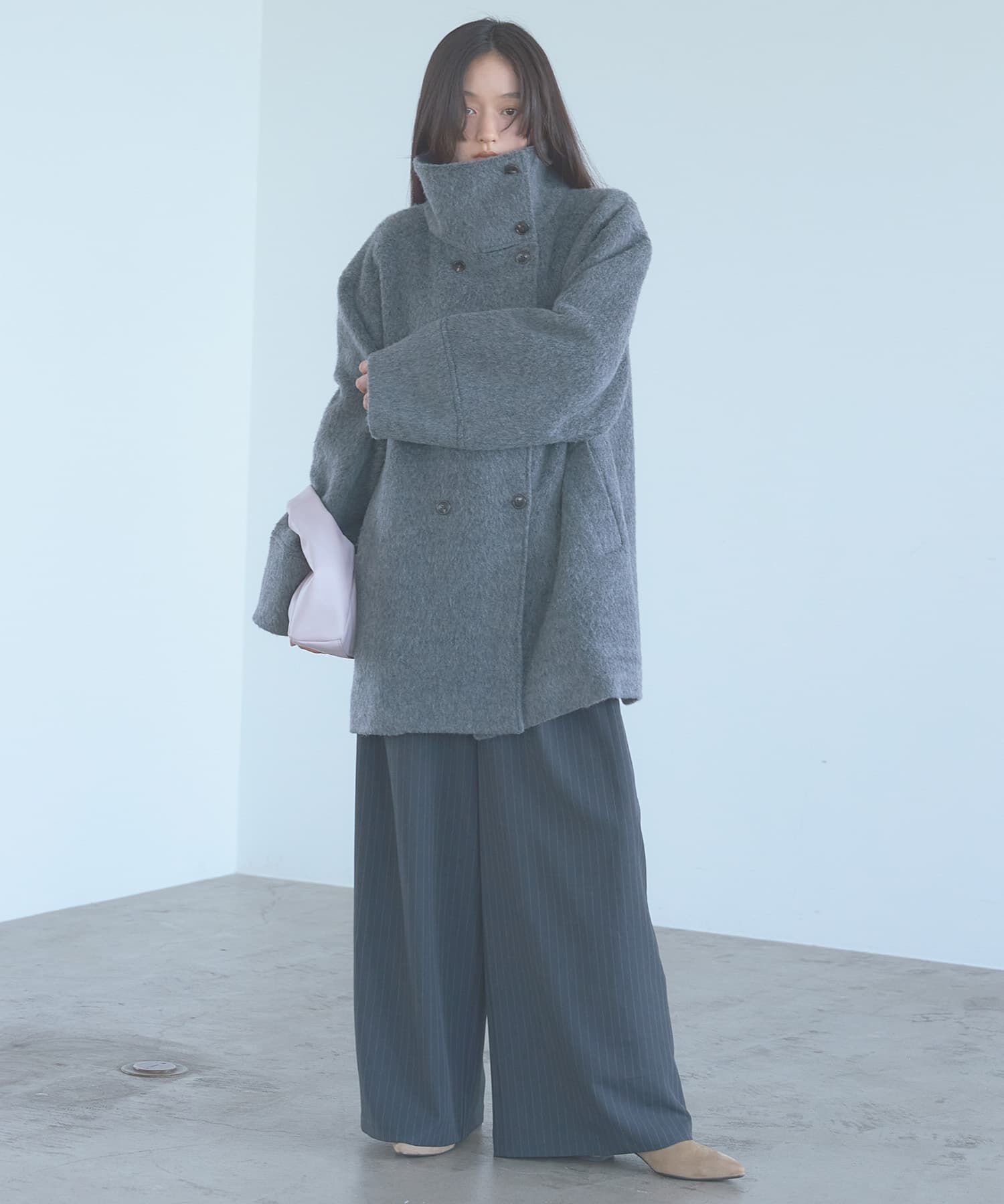 SENSE OF PLACE by URBAN RESEARCH「調温ミックスシャギーミドルコート」|ノーカラーコート|