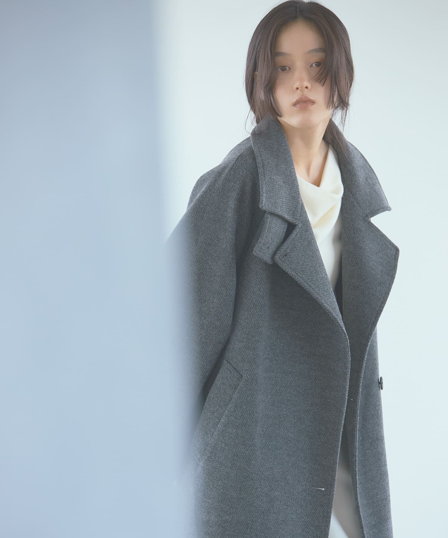 SENSE OF PLACE by URBAN RESEARCH「抗ピル スタンドカラーロングコート」|ノーカラーコート|