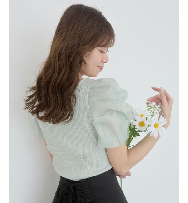  「シアースリーブトップス」|Tシャツ・カットソー|Ｌ／グリーン