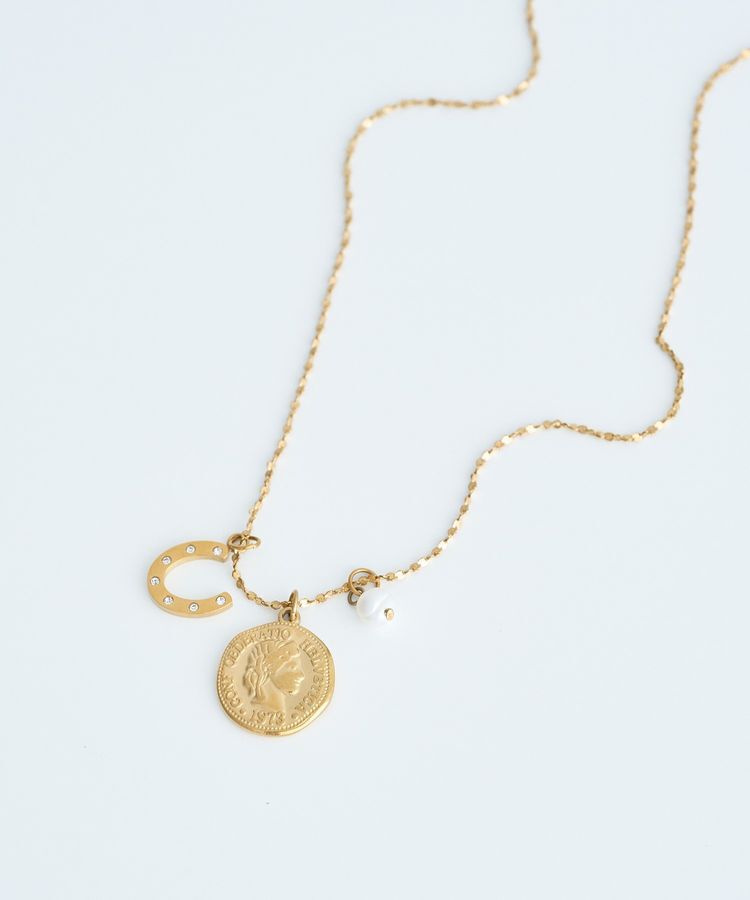 earth music&ecology「【ステンレス】トリプルチャームネックレス」|ネックレス|Gold