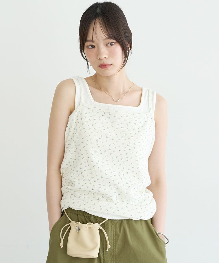 earth music&ecology「パターンメッシュフラワーキャミソール」|キャミソール|Off White