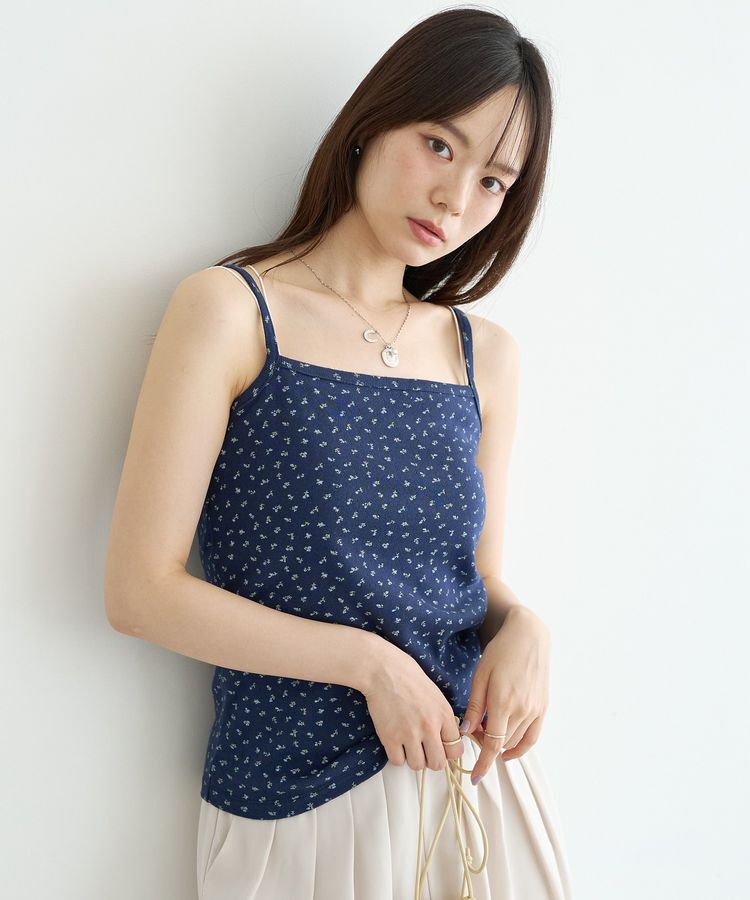 earth music&ecology「パターンメッシュフラワーキャミソール」|キャミソール|Navy
