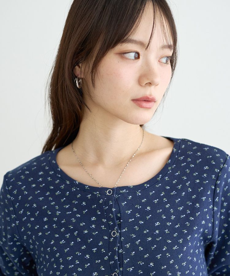 earth music&ecology「パターンメッシュフラワーカーディガン」|カーディガン|