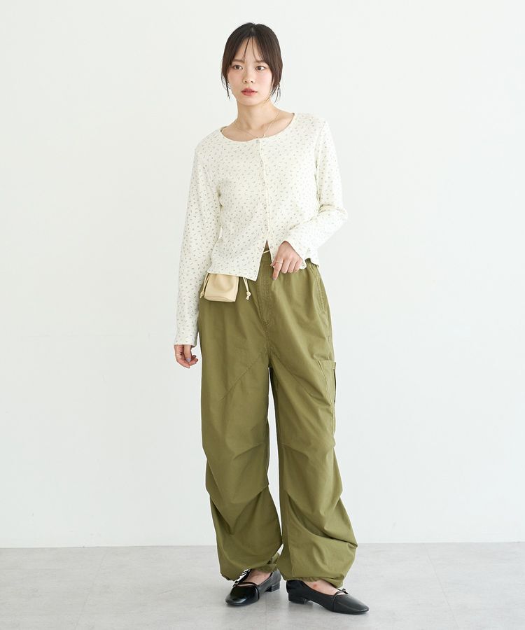 earth music&ecology「パターンメッシュフラワーカーディガン」|カーディガン|