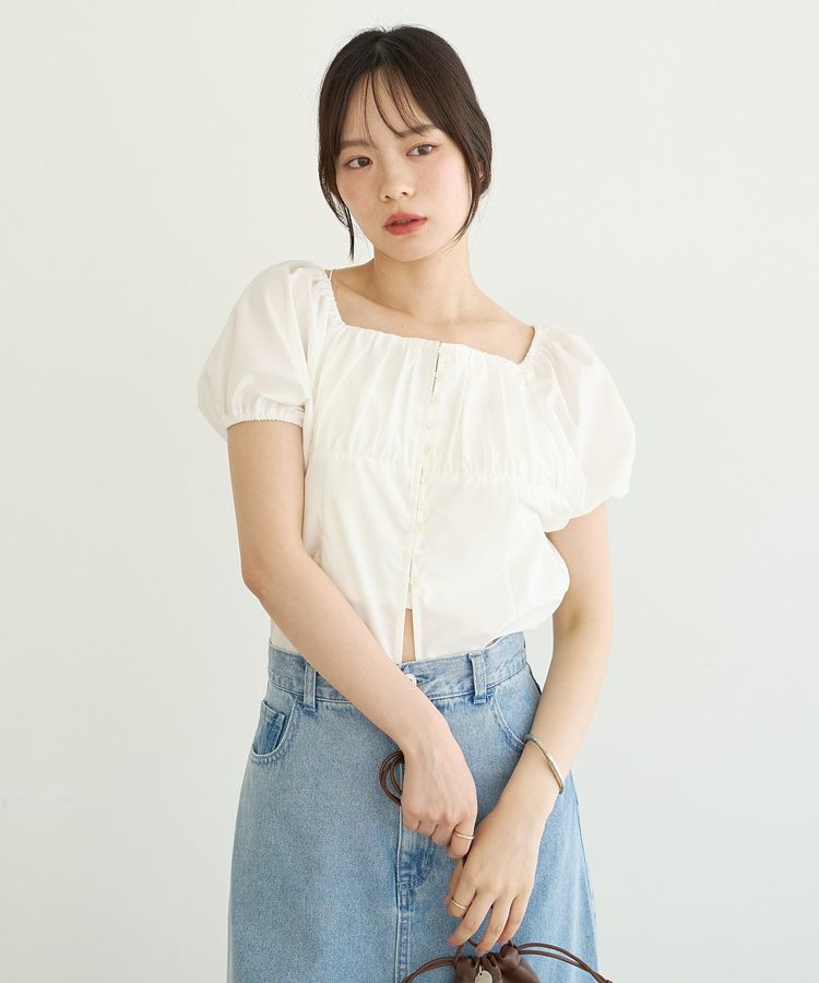 earth music&ecology「スクエアネックパフブラウス」|シャツ・ブラウス|