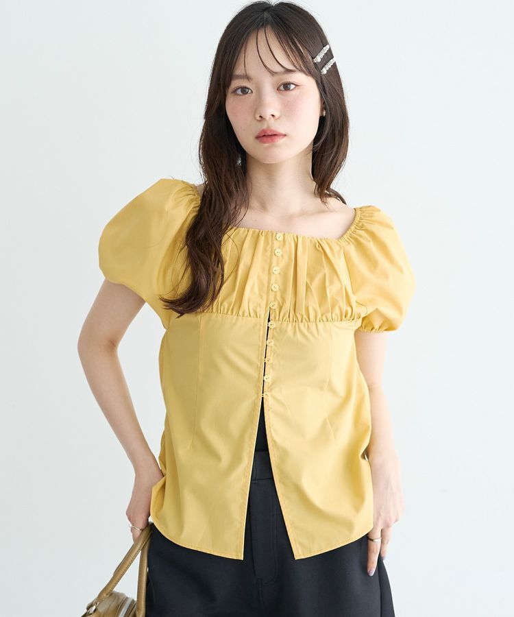 earth music&ecology「スクエアネックパフブラウス」|シャツ・ブラウス|Beige