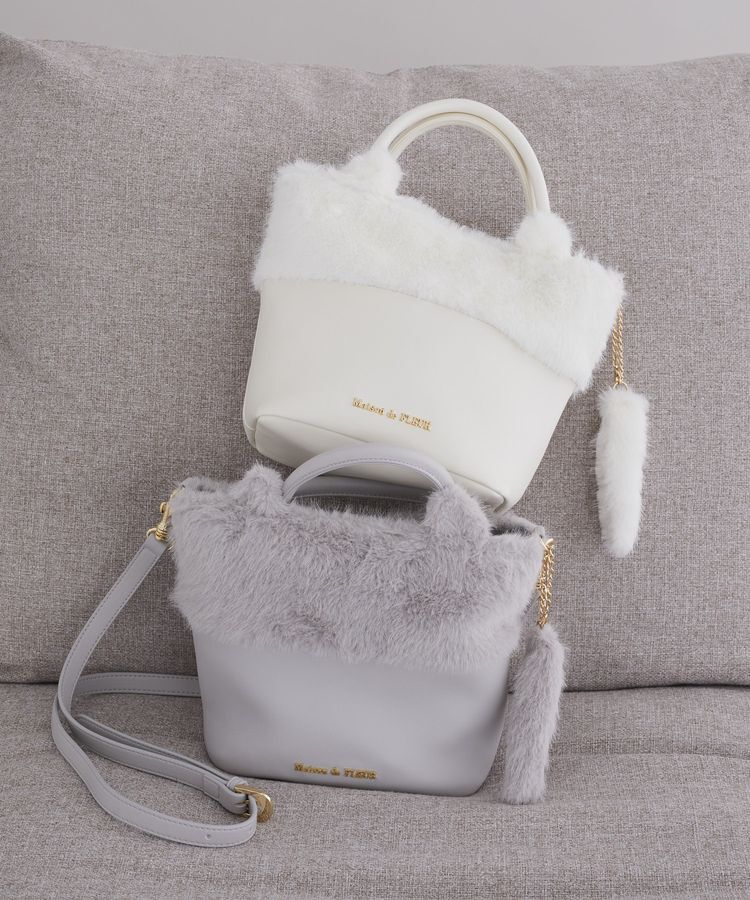 Maison de FLEUR「ねこフェイクファーバッグ」|ハンドバッグ|