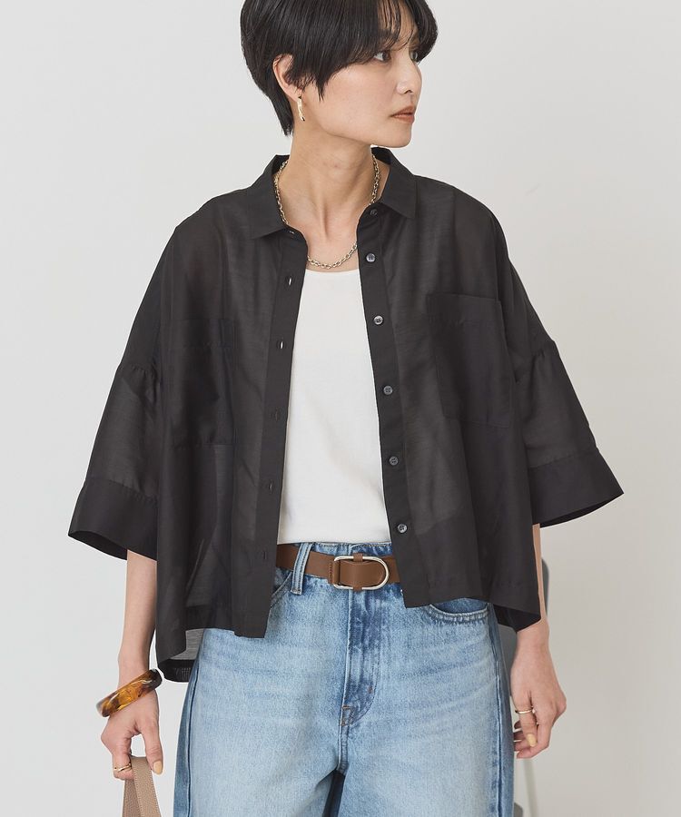 AMERICAN HOLIC「【WEB限定】Wポケットシアー半袖シャツ」|シャツ・ブラウス|Black