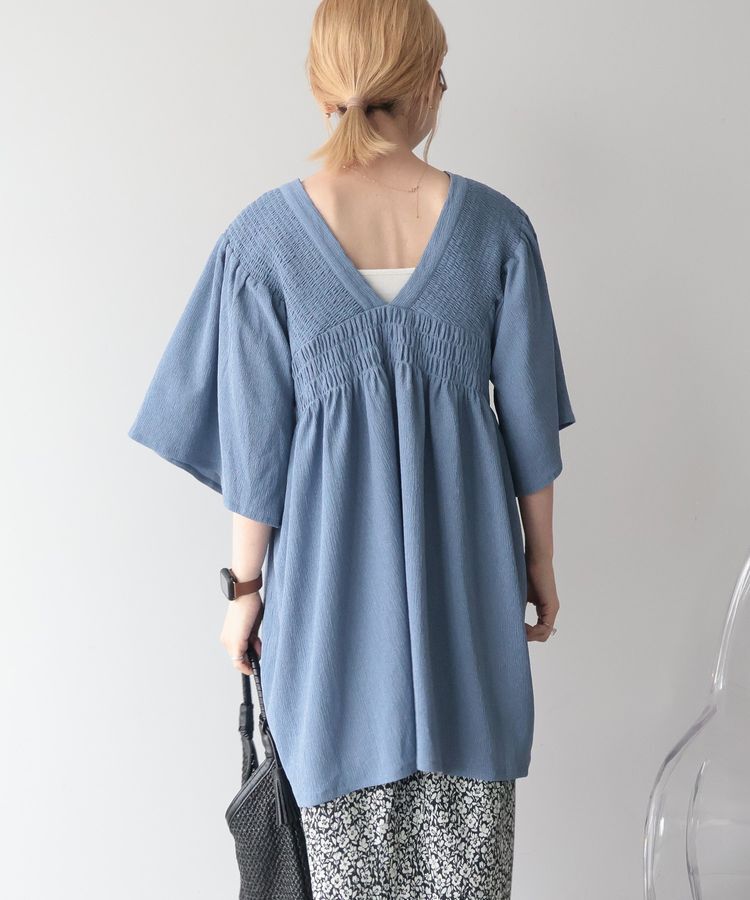 AMERICAN HOLIC「【WEB限定】前後2WAYVネックシャーリングチュニックブラウス【吸水速乾・イージーケア】」|Tシャツ・カットソー|