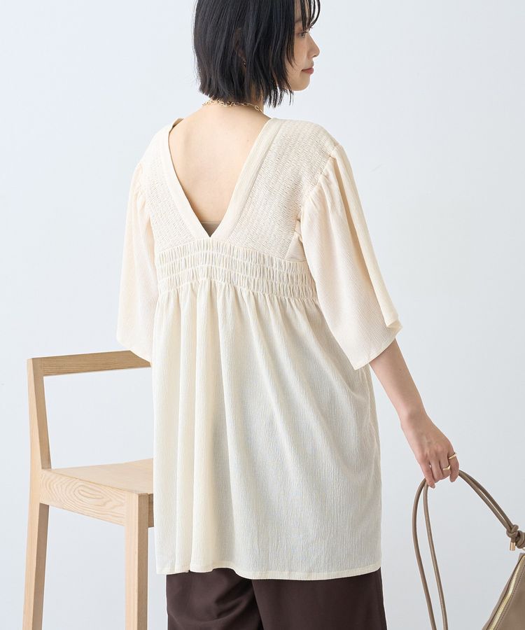 AMERICAN HOLIC「【WEB限定】前後2WAYVネックシャーリングチュニックブラウス【吸水速乾・イージーケア】」|Tシャツ・カットソー|