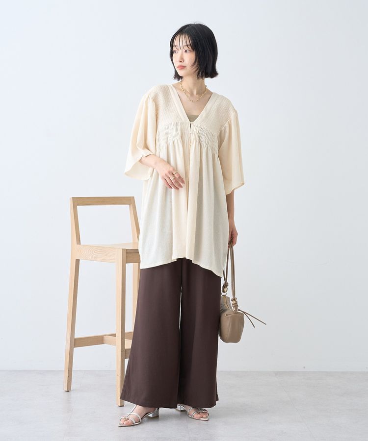 AMERICAN HOLIC「【WEB限定】前後2WAYVネックシャーリングチュニックブラウス【吸水速乾・イージーケア】」|Tシャツ・カットソー|