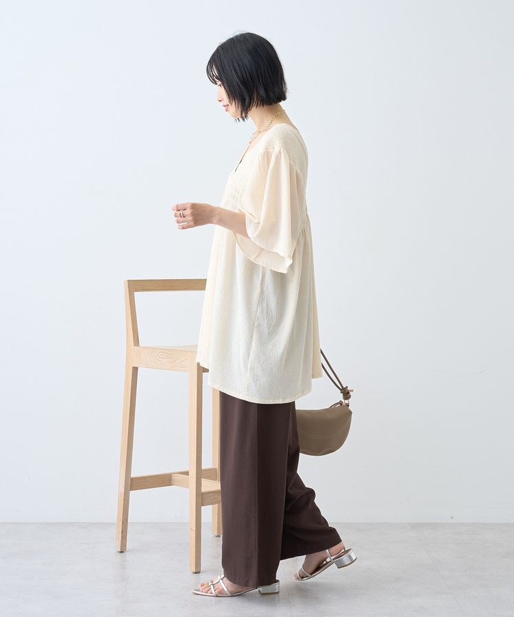 AMERICAN HOLIC「【WEB限定】前後2WAYVネックシャーリングチュニックブラウス【吸水速乾・イージーケア】」|Tシャツ・カットソー|