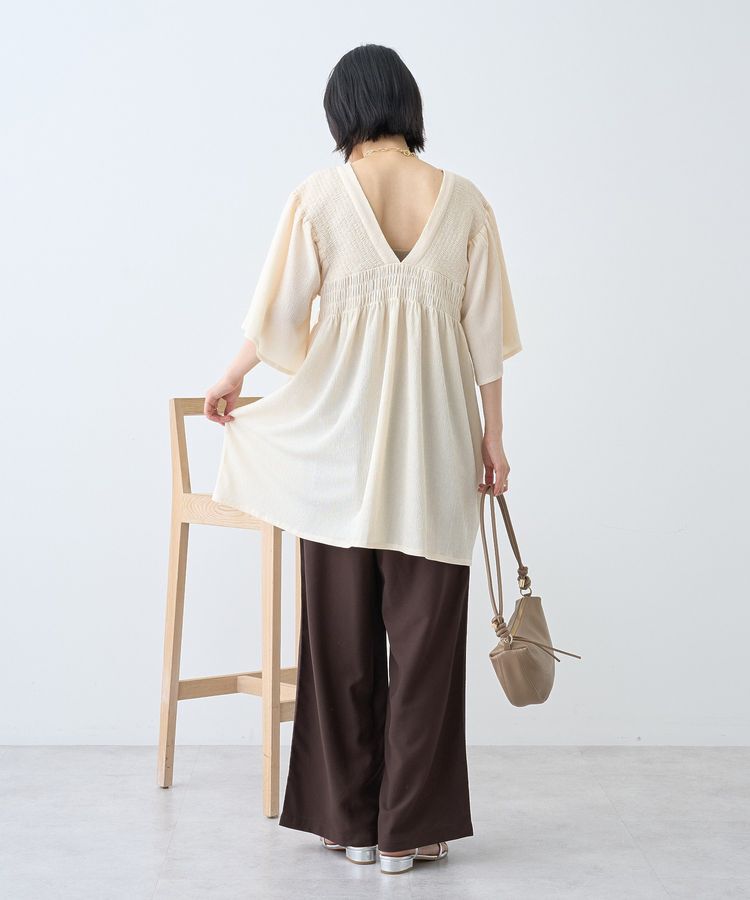 AMERICAN HOLIC「【WEB限定】前後2WAYVネックシャーリングチュニックブラウス【吸水速乾・イージーケア】」|Tシャツ・カットソー|