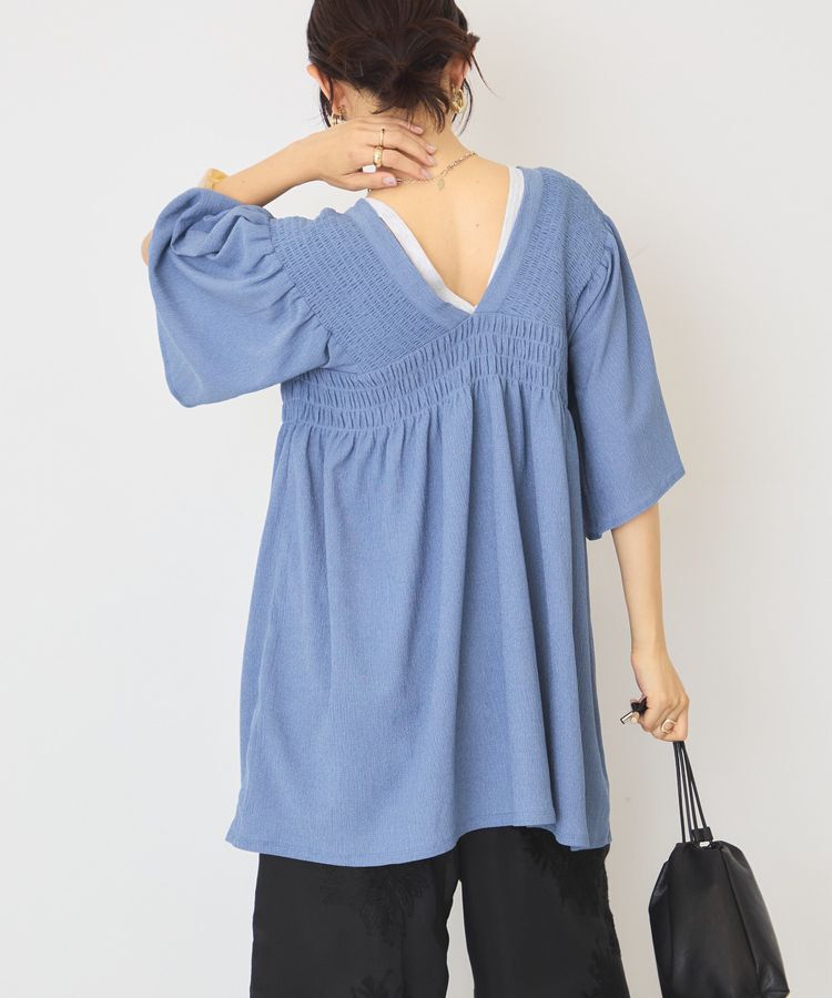 AMERICAN HOLIC「【WEB限定】前後2WAYVネックシャーリングチュニックブラウス【吸水速乾・イージーケア】」|Tシャツ・カットソー|