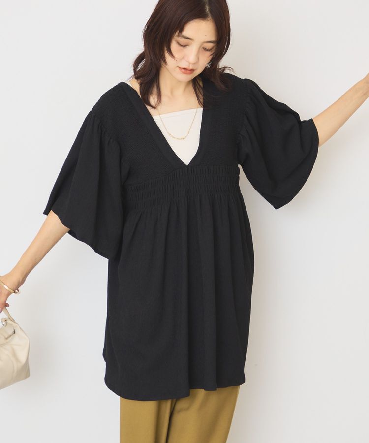 AMERICAN HOLIC「【WEB限定】前後2WAYVネックシャーリングチュニックブラウス【吸水速乾・イージーケア】」|Tシャツ・カットソー|
