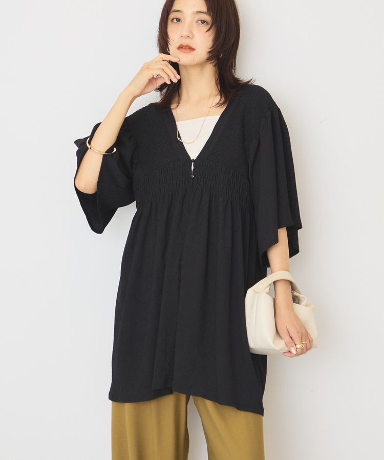 AMERICAN HOLIC「【WEB限定】前後2WAYVネックシャーリングチュニックブラウス【吸水速乾・イージーケア】」|Tシャツ・カットソー|