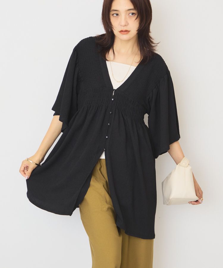 AMERICAN HOLIC「【WEB限定】前後2WAYVネックシャーリングチュニックブラウス【吸水速乾・イージーケア】」|Tシャツ・カットソー|
