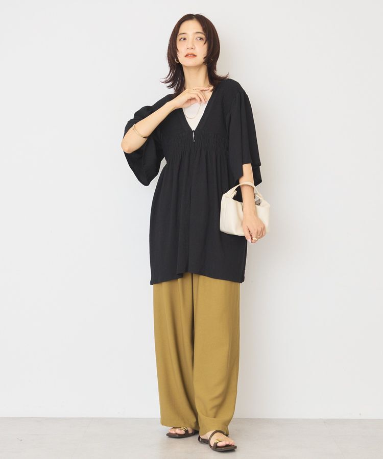 AMERICAN HOLIC「【WEB限定】前後2WAYVネックシャーリングチュニックブラウス【吸水速乾・イージーケア】」|Tシャツ・カットソー|
