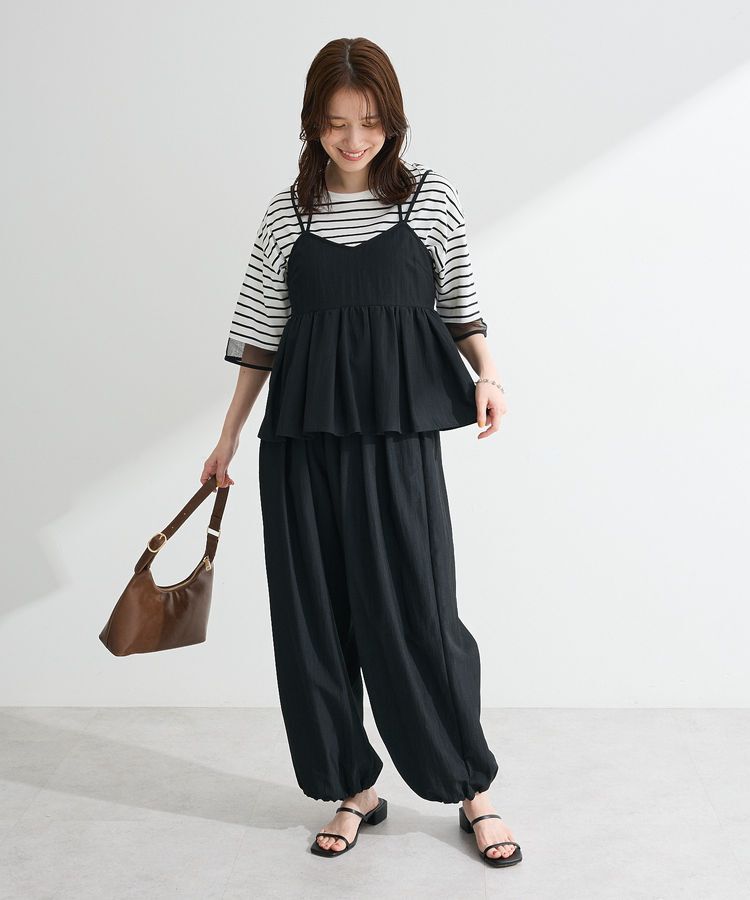 Green Parks「SET２点キャミビスチェ+ワイドパンツ」|ワンピース|Black