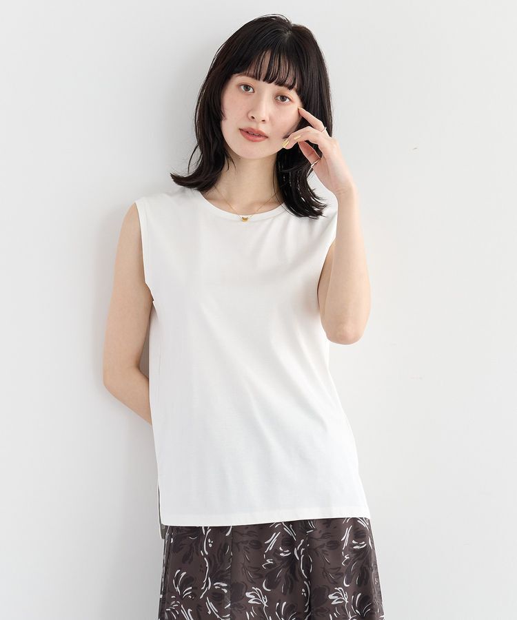 YECCA VECCA「コットンスムースノースリーブトップス」|Tシャツ・カットソー|