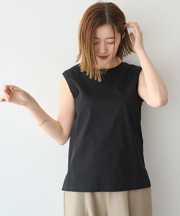 YECCA VECCA「コットンスムースノースリーブトップス」|Tシャツ・カットソー|